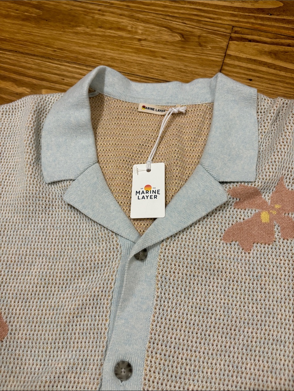 NWT Marine Layer Summer 2024 Asher Sweater Resort Shirt Light Aqua Size 2XL - Picture 5 of 6